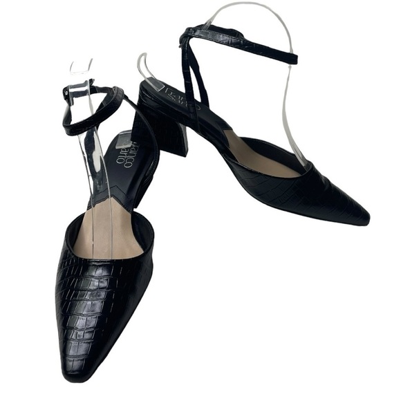 Franco Sarto Women’s Solange Black Croc Embossed Pointed Toe Heels - Picture 3 of 9
